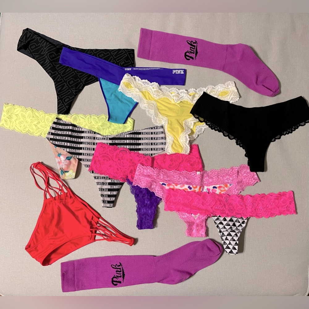Victoria Secret bundle of 9 assorted styles and colors size Medium panties!